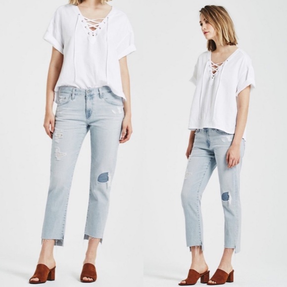 AG Ex-Boyfriend Light Wash Boyfriend Straight Leg Slim 27 Years Naturale Crop 30 - Picture 8 of 8